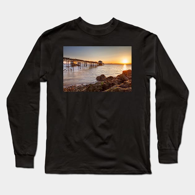 Mumbles Lifeboat Station and Pier Long Sleeve T-Shirt by dasantillo